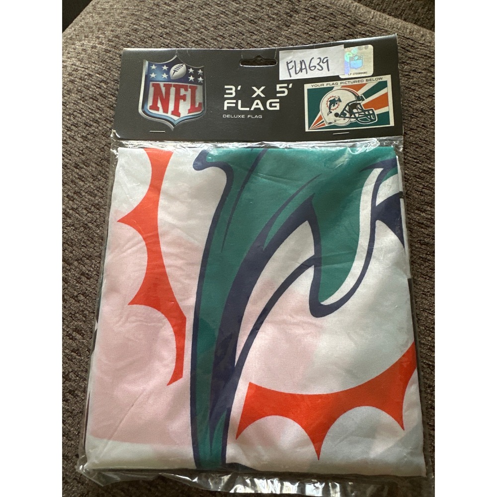 NFL Miami Dolphins Deluxe Flag 3x5 Foot Polyester Fremont Die Official Licensed